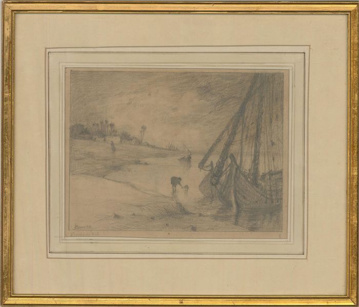 Joseph Bonello (b.1878) - Early 20th Century Graphite Drawing, Bords du Nil