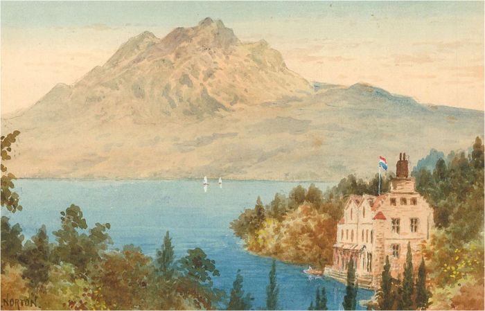 C. J. Norton  - Early 20th Century Watercolour, North Italian Lake Scene