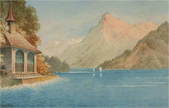 C. J. Norton  - Early 20th Century Watercolour, North Italian Lake Scene II
