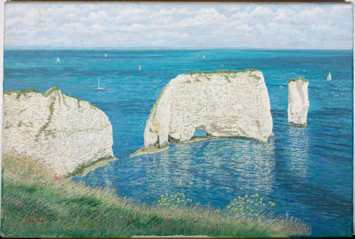 Gerry B. Gibbs - 1989 Oil, Old Harry Rocks, Dorset