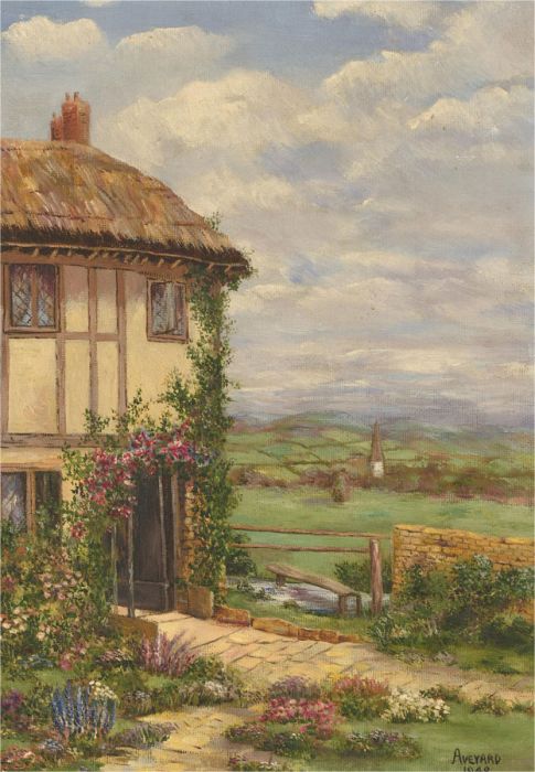 Aveyard - 1948 Oil, Cottage Garden In Summer
