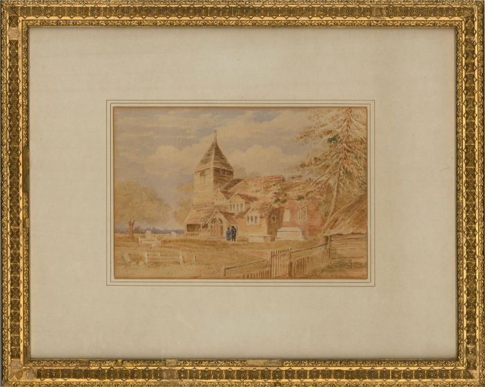 D.E. Cooper - 1870 Watercolour, Country Church