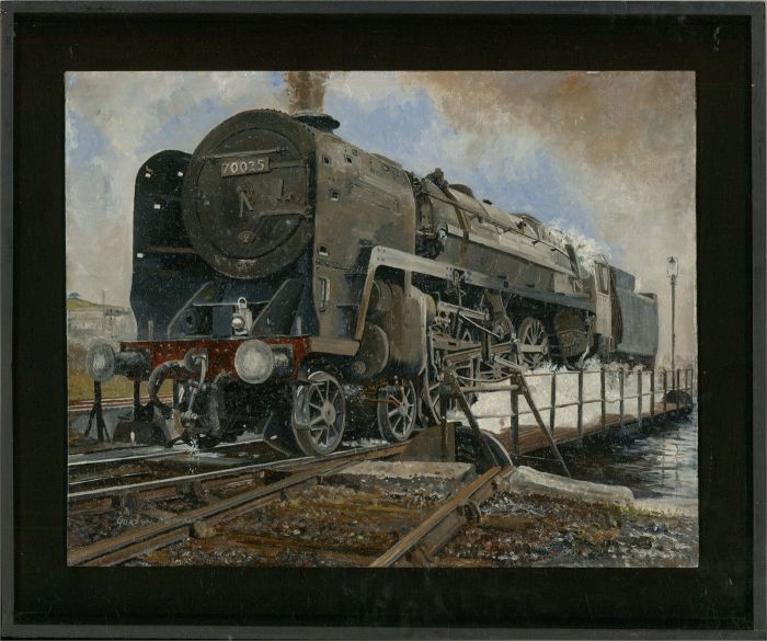 Gordon Metcalfe (b.1935) - 1995 Oil, Western Star Being Turned, Skipton Shed II