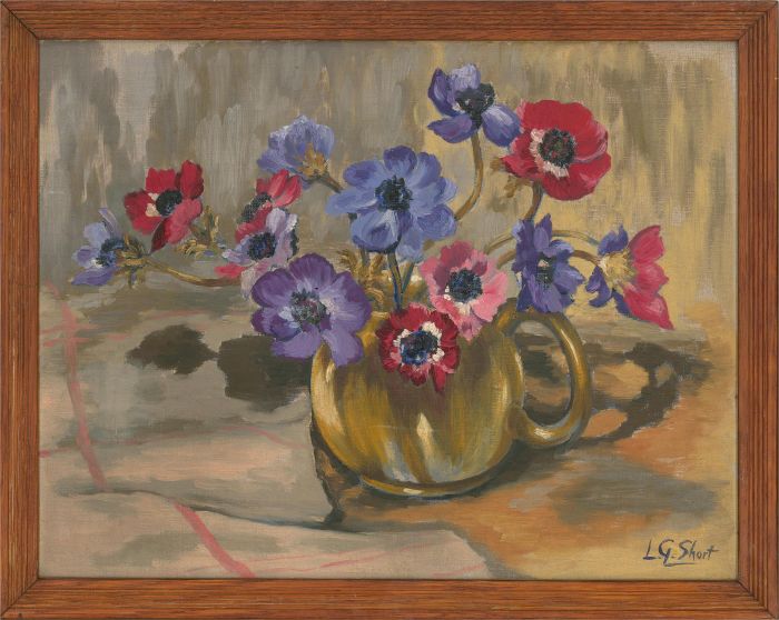 L. G. Short  - 20th Century Oil, Basket of Flowers