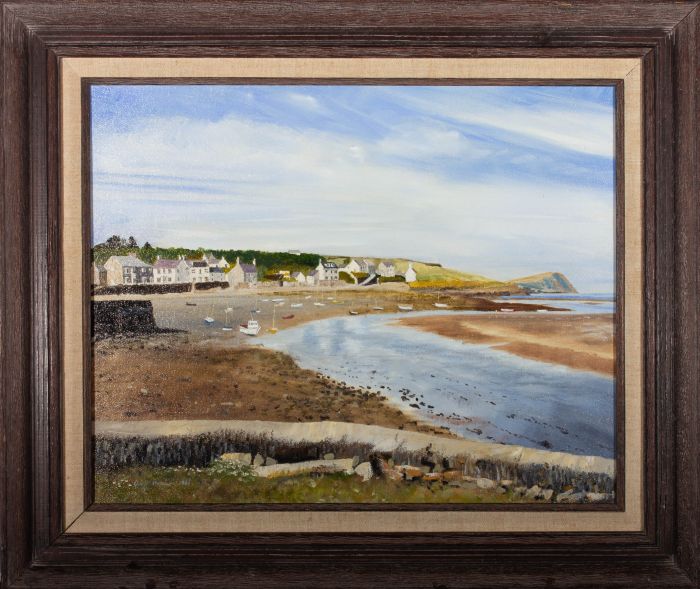 Gordon Metcalfe (b.1935) - 1985 Oil, Parrog Beach, Pembrokeshire