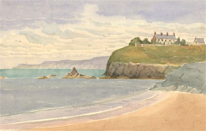 Raymond Turner Barker (1872-1945) - 1909 Watercolour, Beach and Cliffs
