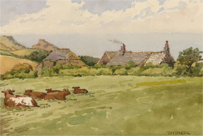 Raymond Turner Barker (1872-1945) - 1931 Watercolour, Tintagel, Cornwall