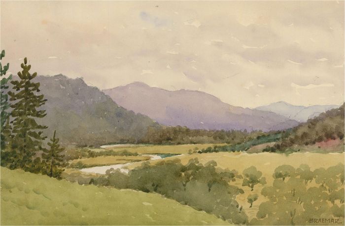 Raymond Turner Barker (1872-1945) - 1932 Watercolour, Valley of Dee, Braemar