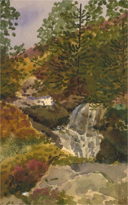 Raymond Turner Barker (1872-1945) - 1928 Watercolour, Kinloch Rannoch Waterfall