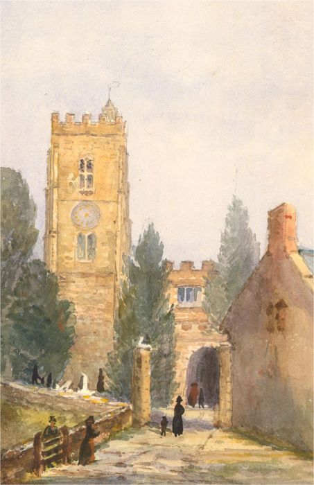 Early 20th Century Watercolour - Church Street Scene with Figures
