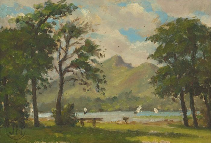 John G. Hall (1921-2006) - 20th Century Oil, Lake Scene