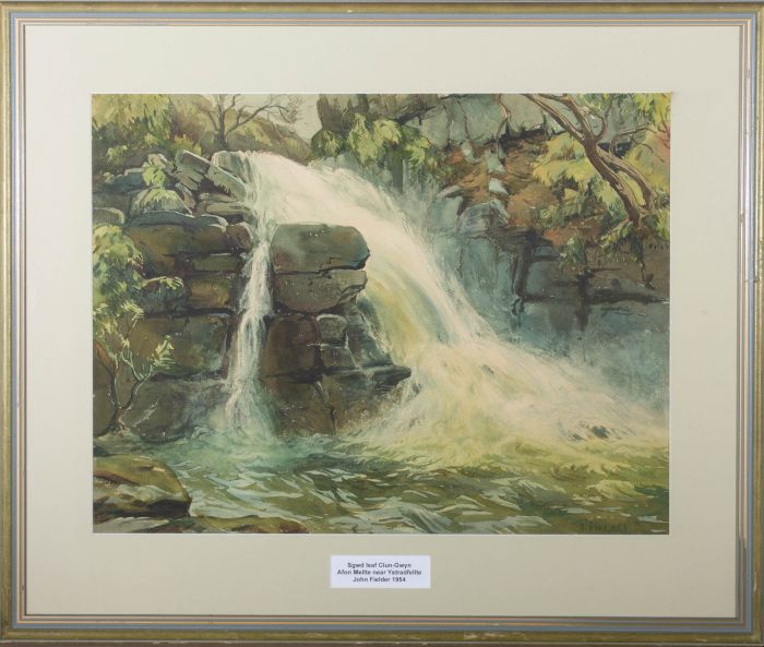 John Fielder  - 1954 Watercolour, Sgwd Isaf Clun-Gwyn