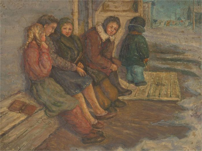 Russian School 1962 Oil - Russian Children