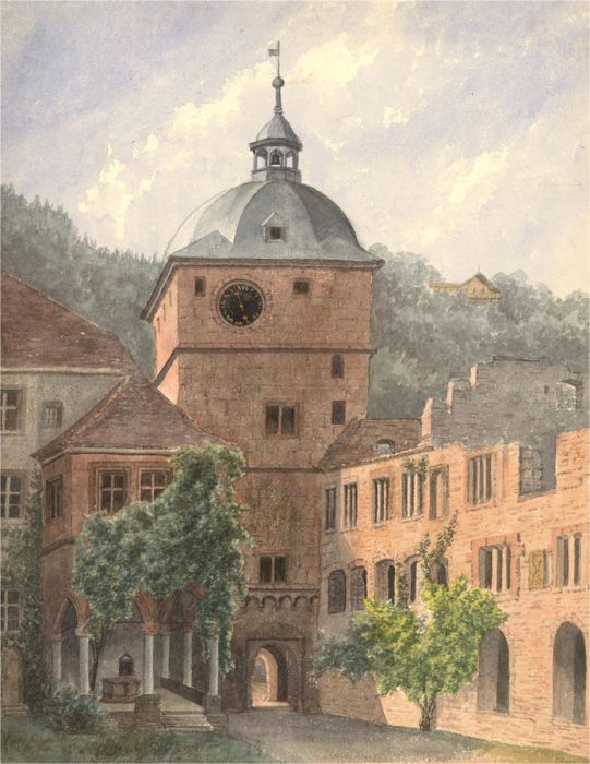 Early 20th Century Watercolour - Heidelberg Castle Courtyard