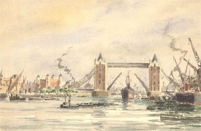 20th Century Watercolour - Tower Bridge