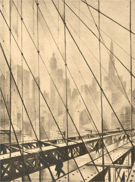 After C.R.W. Nevinson ARA (1889-1946) - 1932 Photogravure, Brooklyn Bridge