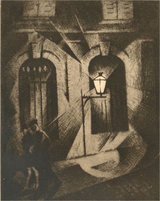 After C.R.W. Nevinson ARA (1889-1946) - 1932 Photogravure, Sinister Paris Night