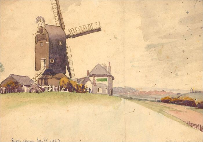 Emerson Harold Groom (1890-1983) - 1924 Watercolour, Icklesham Mill, Sussex