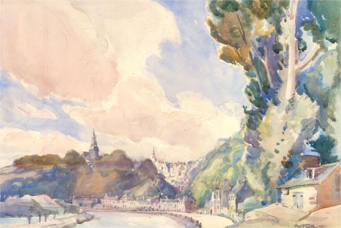 Horace Tuck (1876-1951) - 19th Century Watercolour, Dinan on the Rance