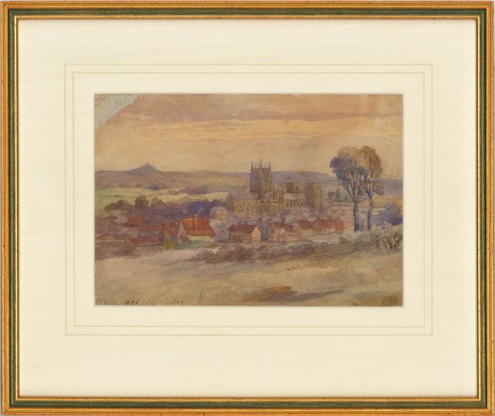 John Hnery Hipsley (1800-1900) - 1895 Watercolour, Wells Cathedral