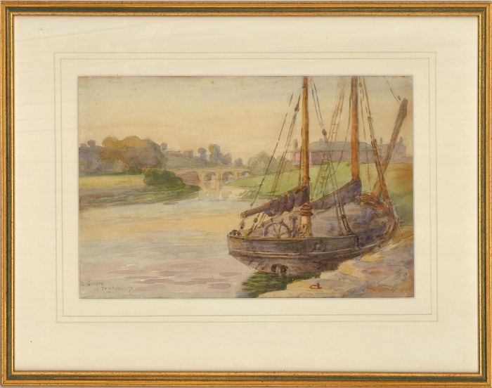 John Henry Hipsley  - 1900 Watercolour, River Severn at Tewkesbury