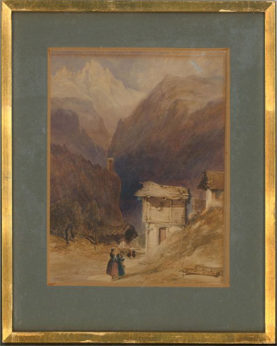 Mid 19th Century Watercolour - Hamlet in the Dolomites