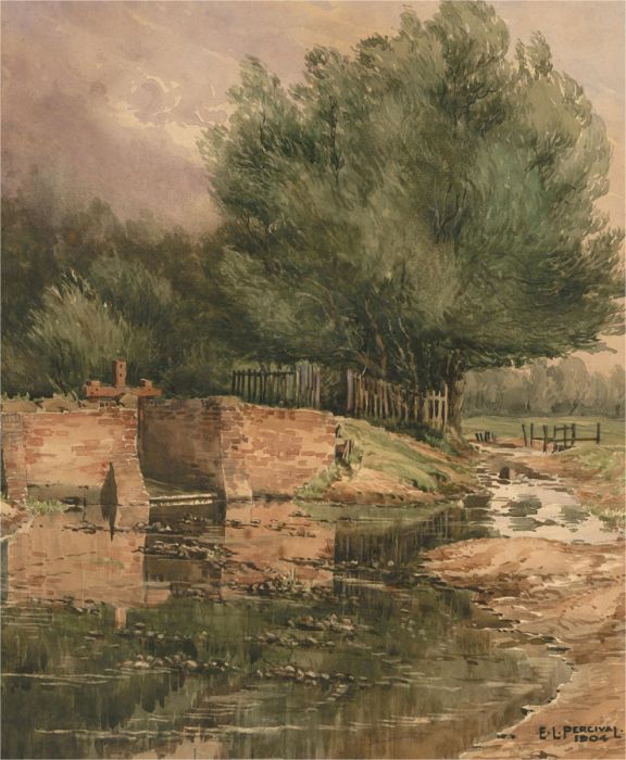 E.L Percival - Signed and dated 1904 Watercolour, The Stream