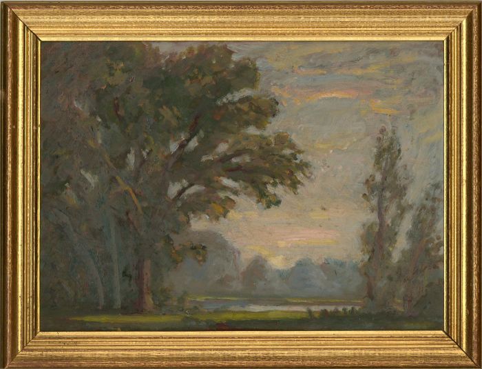 20th Century Oil - River View with Pastel Skies