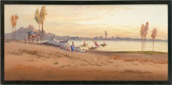 Paul Simon - Mid 20th Century Gouache, Sunset On The Water's Edge