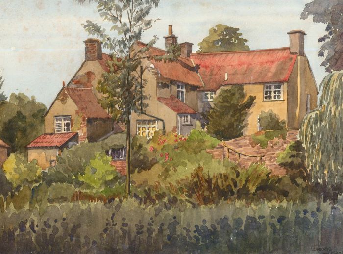 George H. Holloway (1882-1977) - Watercolour, Algars Manor