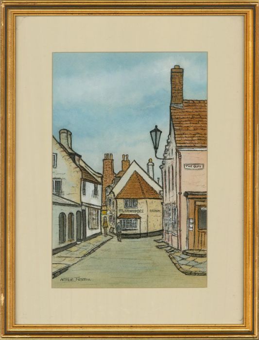 Arthur Tyrell - 20th Century Pen and Ink Drawing, Street Scene