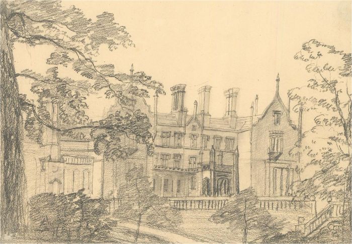 A Pair of  Mid 19th Century Graphite Drawing - Country Estate Studies
