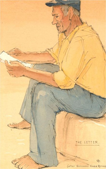 After Giovanni Ciusa Romagna  - 20th Century Watercolour, The Letter