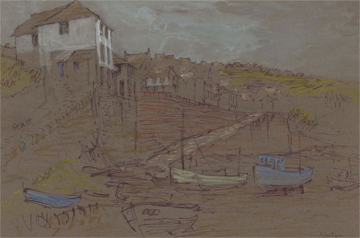 Harry Toothill (1917-2001) - 20th Century Pen and Ink Drawing, Boatyard, Newlyn