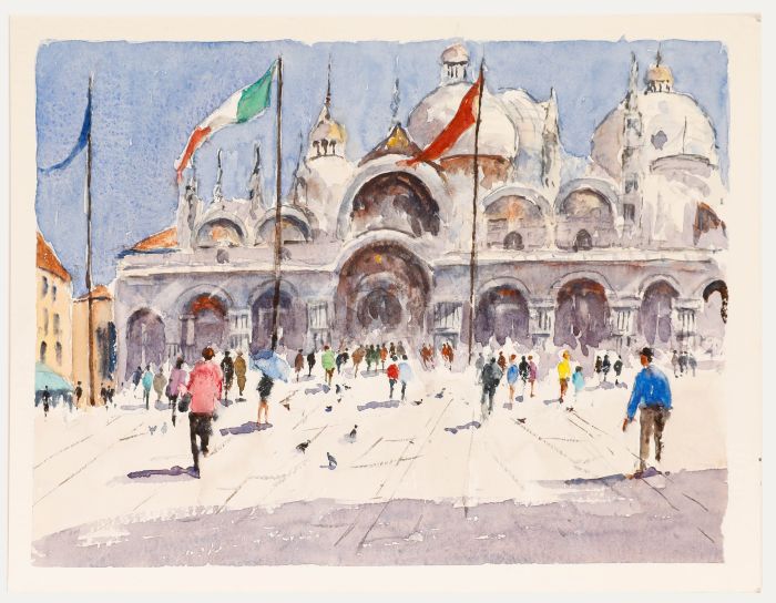20th Century Watercolour - Saint Mark's Basilica