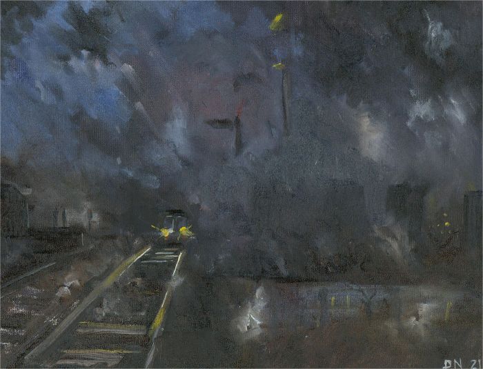 Daniel Nichols - 2021 Oil, Early Morning Train