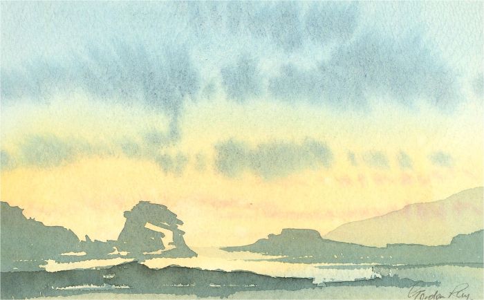 Gordon Ray  - 20th Century Watercolour, Sunset Landscape