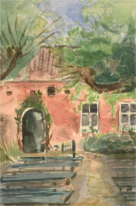 Set of Six c.1945 Watercolours - Belgian Farming Scenes