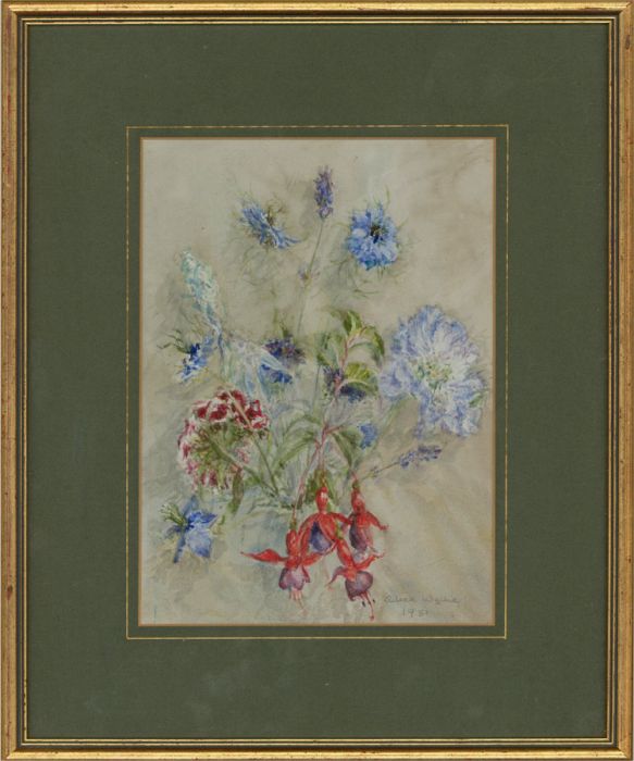 Aileen Wyllie (1903-1987) - 1981 Watercolour, Fuchsia and Love-in-a-Mist