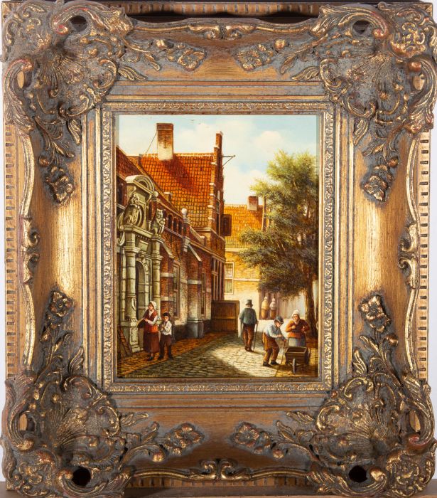 Pieter Cornelis Steenhouwer - Early 20th Century Oil, Dutch Street Scene