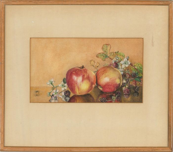 Nancy B. Bryson - Mid 20th Century Watercolour, Apples And Blackberries