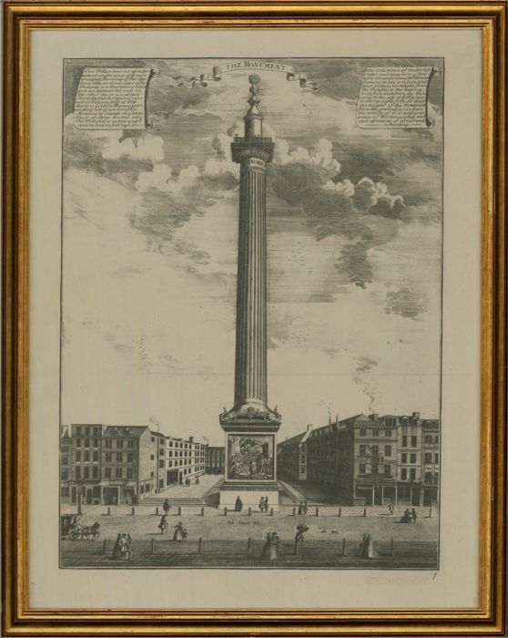 After Sutton Nicholls (fl.1689-1729) - Engraving, Monument to the Fire of London
