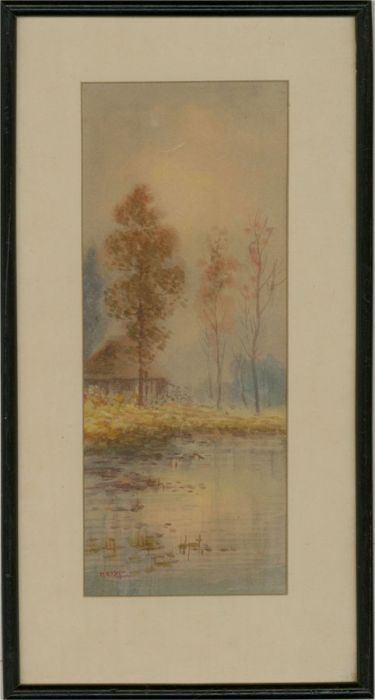Early 20th Century Watercolour - Japanese Lakeside