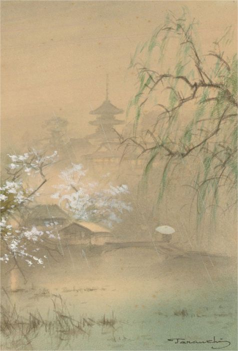 Fukutaro Terauchi (b.1891) - 20th Century Watercolour, Pagodas In The Mist