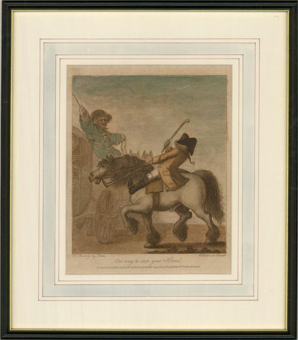 After H. Bunbury  - 1786 Engraving, One Way to Stop Your Horse