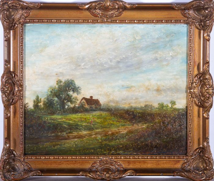 19th Century Oil - Cottage on the Hill