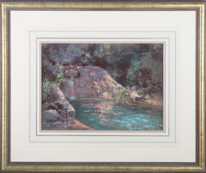 David Mynett (1942-2013 ) - 20th Century Pastel, A Fountain in the Mountains
