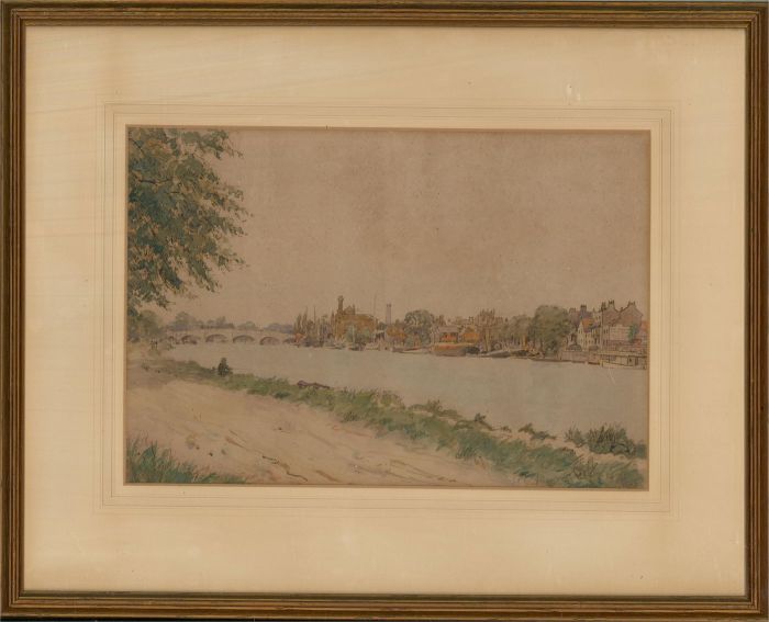 R. F.  - 1918 Watercolour, View of Kingston on Thames
