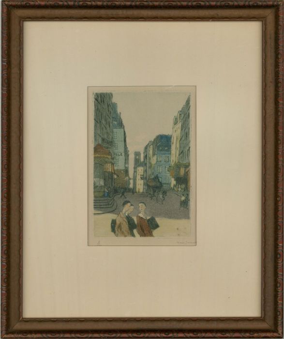 Early 20th Century Etching - Street Scene