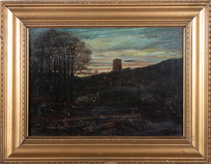 Early 20th Century Oil - Dusk On The Canal